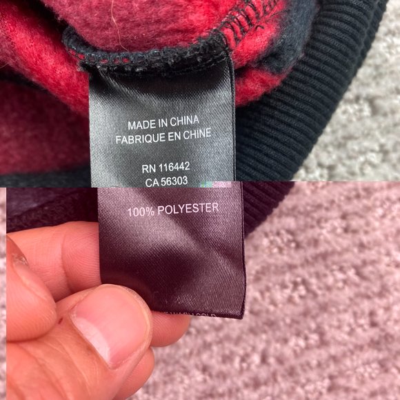 EMPYRE Fleece Sweater Men Medium M Red Black Checkered Pullover 1/4 Button Cozy - Picture 6 of 10